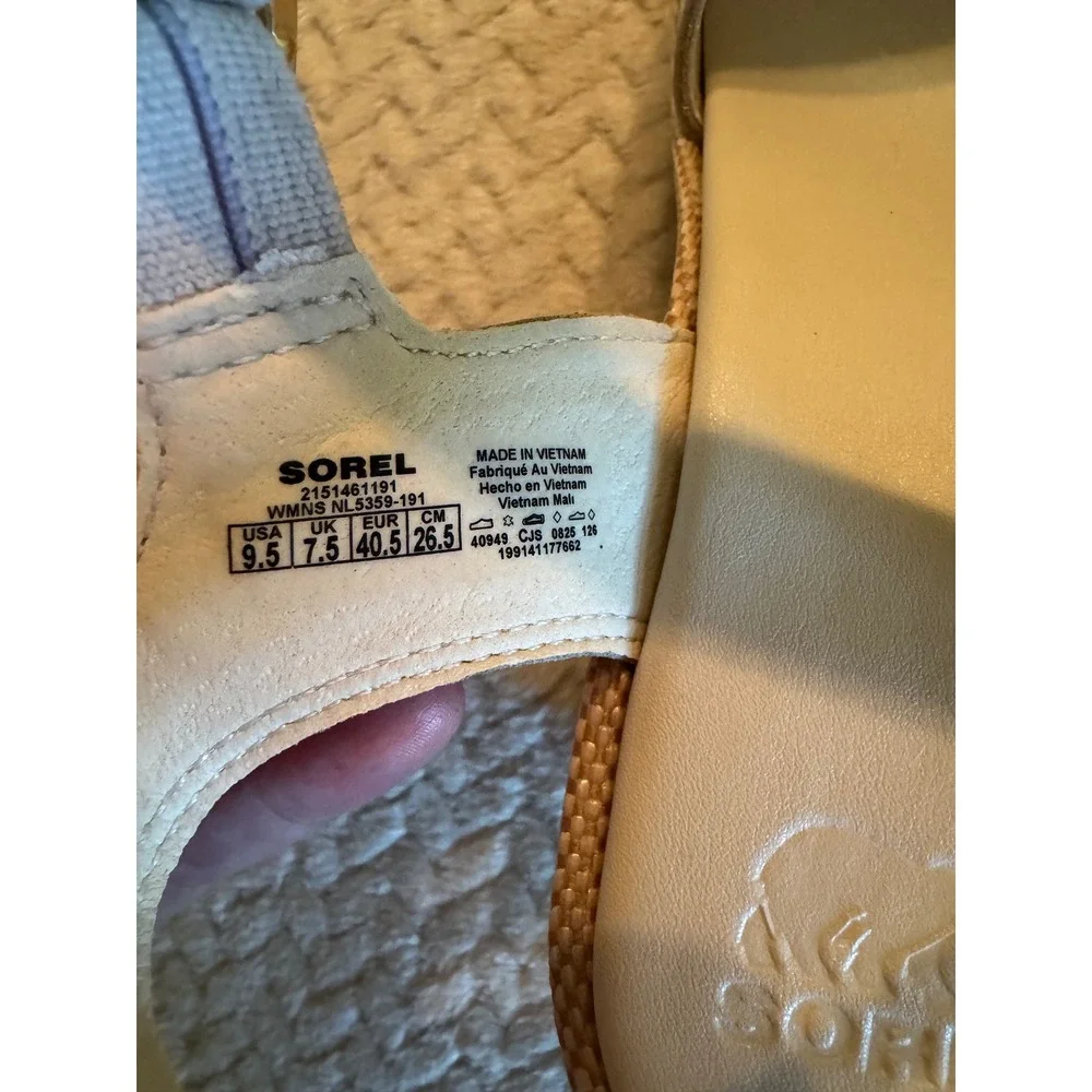 Sorel Cameron Flatform Sandal Sea Salt White Leather Wedge NL5359-191 Womens 9.5